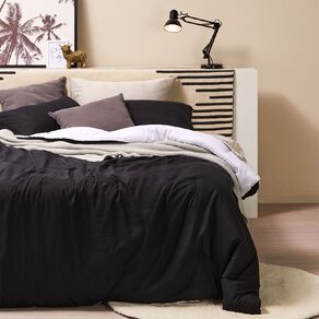 Living & Co Microfibre Comforter Set Black/White