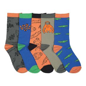 H&H Kids' Jacquard Crew Socks 5 Pack