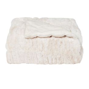 Living & Co Luxe Crimped Faux Fur Throw Cream 127cm x 152cm
